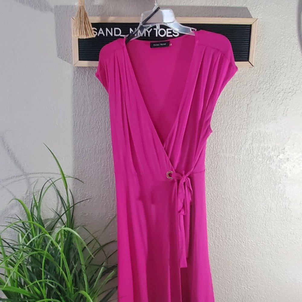 Barbie Magenta Ivanka I Pink Wrap Dress with ties & Gold Monogrammed Gro…